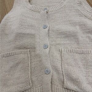 Women's Cream Knit Sweater Vest